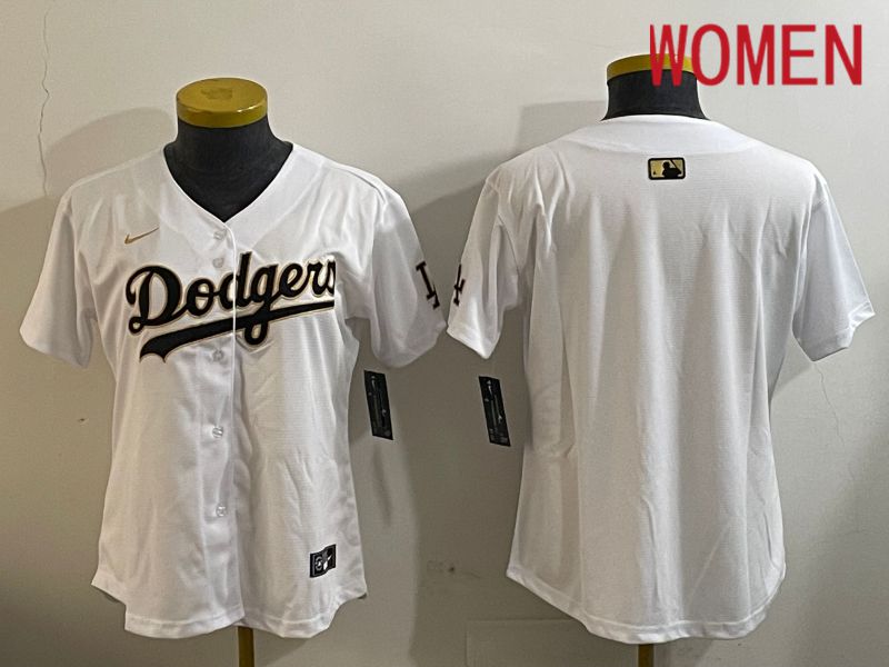 Women Los Angeles Dodgers Blank White Game 2024 Nike MLB Jersey style 12051->women mlb jersey->Women Jersey